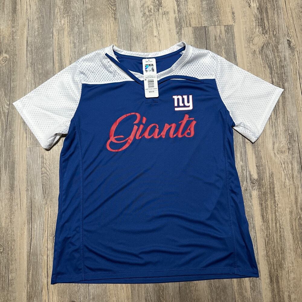 New York Giants NFL Women's L Deep Royal White Spirit Jersey T-Shirt